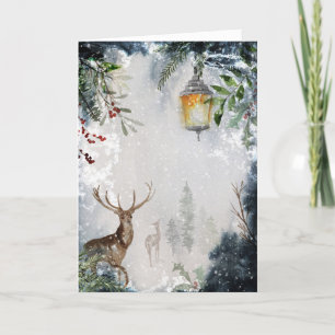 Tarjeta Festiva Moderna escena de Navidades nevados de la selva de