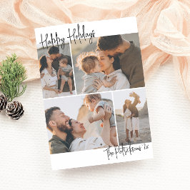 Tarjeta Festiva Moderna escritura a mano 4 vacaciones de Navidades