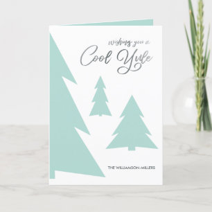 Tarjeta Festiva Moderna escritura de Guay Yule Light Green Trees P