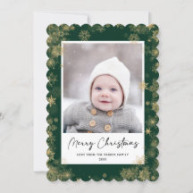 Moderna escritura elegante verde copos de nieve Bo