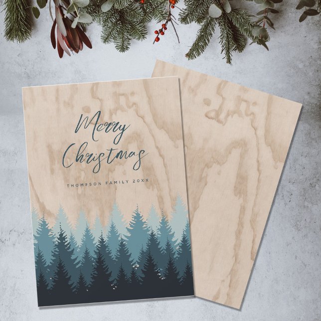 Tarjeta Festiva Moderna escritura navideña estilo rústico bosque d (Subido por el creador)