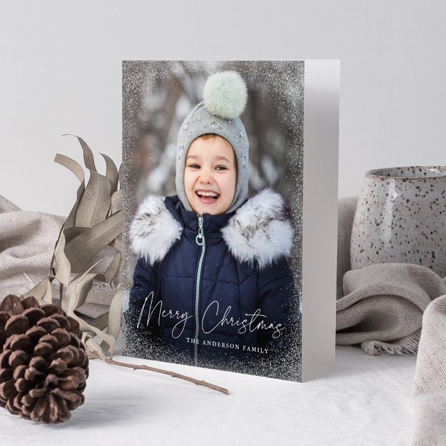 Tarjeta Festiva Moderna escritura navideña Flurries de nieve foto (Subido por el creador)