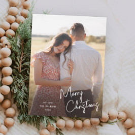 Tarjeta Festiva Moderna escritura navideña simple foto