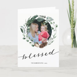 Tarjeta Festiva Moderna escritura negra elegante Eucalyptus Foliag