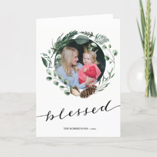 Tarjeta Festiva Moderna escritura negra elegante Eucalyptus Foliag