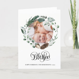 Tarjeta Festiva Moderna escritura negra elegante Eucalyptus Foliag