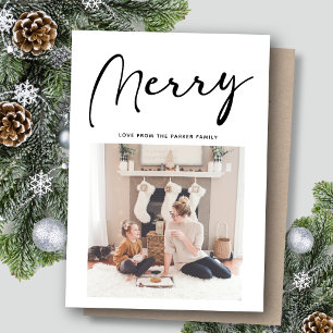 Tarjeta Festiva Moderna escritura negra MERRY Moda Minimalista