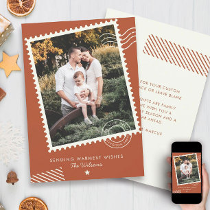 Tarjeta Festiva Moderna estampilla de fotos de la familia de tonos