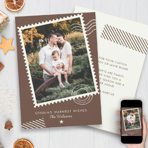 Tarjeta Festiva Moderna estampilla de fotos de la familia de tonos