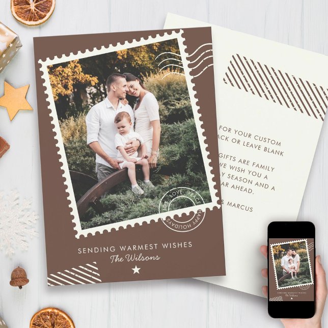 Tarjeta Festiva Moderna estampilla de fotos de la familia de tonos (Subido por el creador)