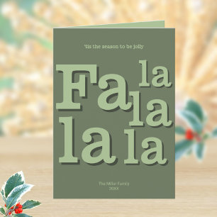 Tarjeta Festiva Moderna Fa La Green Simple Typography Trendy