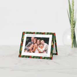 Tarjeta Festiva Moderna familia de patrones verdes y rojos foto fe