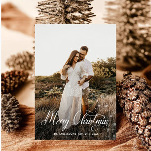 Tarjeta Festiva Moderna familia navideña foto sartán