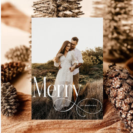 Tarjeta Festiva Moderna familia navideña foto sartán