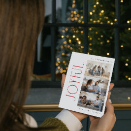 Tarjeta Festiva Moderna Familia Roja Mínima Jugosa 3 Navidades de 