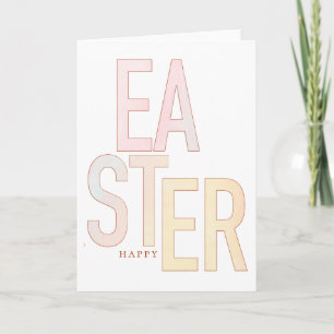 Tarjeta Festiva Moderna Feliz Pascua Gradiente Pastel Minimalista