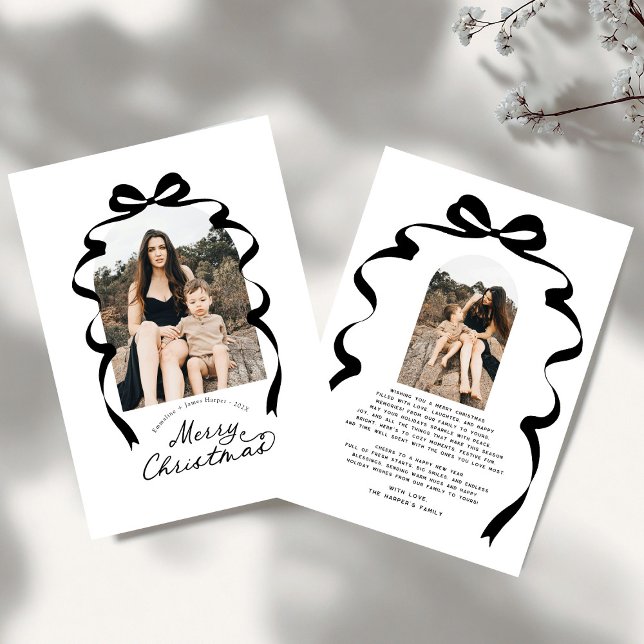 Tarjeta Festiva Moderna foto de Bow Feliz Arco navideño (Subido por el creador)