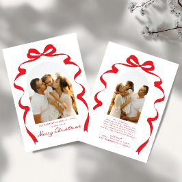 Tarjeta Festiva Moderna foto de Bow Feliz Arco navideño