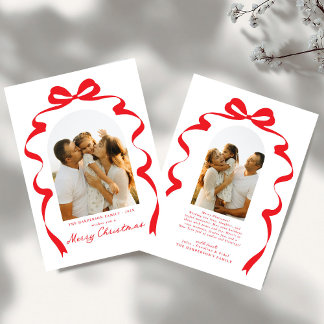 Tarjeta Festiva Moderna foto de Bow Feliz Arco navideño