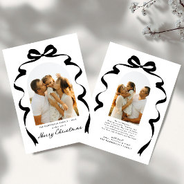 Tarjeta Festiva Moderna foto de Bow Feliz Arco navideño