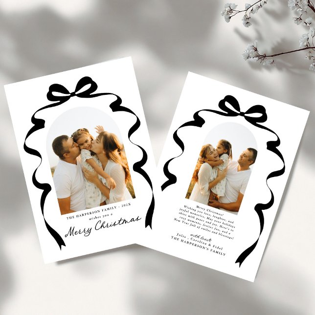 Tarjeta Festiva Moderna foto de Bow Feliz Arco navideño (Subido por el creador)