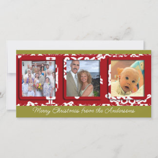 Tarjeta Festiva Moderna foto de familia de festividades con copos