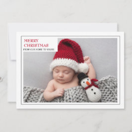 Tarjeta Festiva Moderna foto de familia de nuevo bebé Feliz Navida