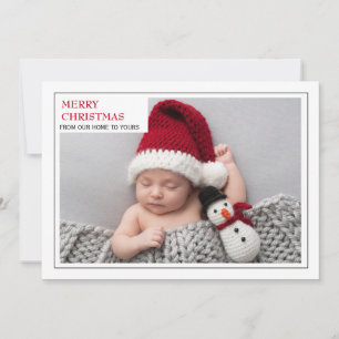 Tarjeta Festiva Moderna foto de familia de nuevo bebé Feliz Navida
