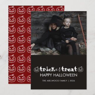 Tarjeta Festiva Moderna Foto de Familia Minimalista de Halloween