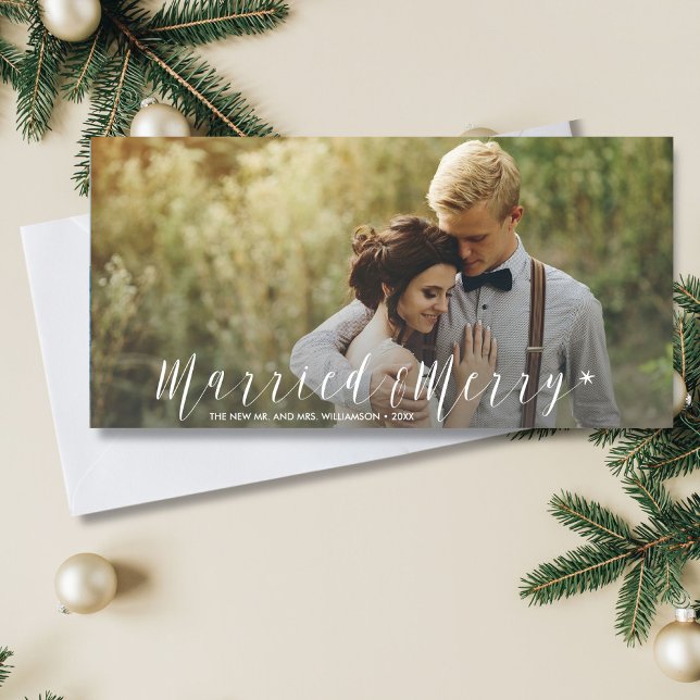 Tarjeta Festiva Moderna foto de festividad de mora recién casada (Subido por el creador)