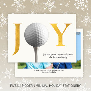 Tarjeta Festiva Moderna foto de Navidades de Golf Joy & Peace