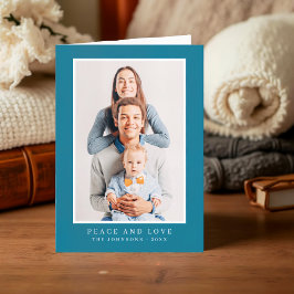 Tarjeta Festiva Moderna foto de Personalizado de Navidades simples