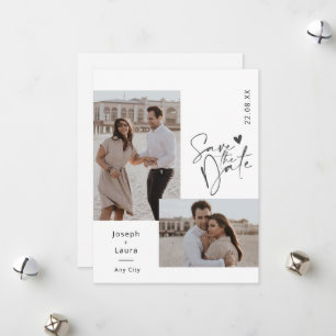 Tarjeta Festiva Moderna foto emotiva beige negro elegante