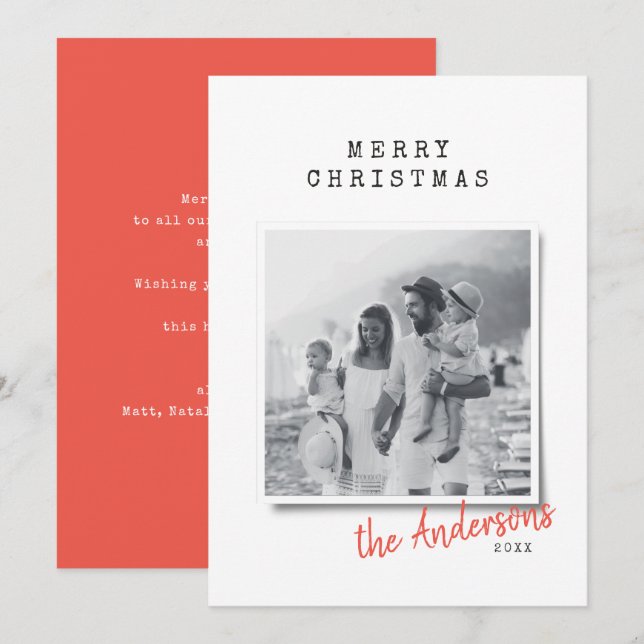 Tarjeta Festiva Moderna foto independiente de Navidades mínimos (Anverso / Reverso)