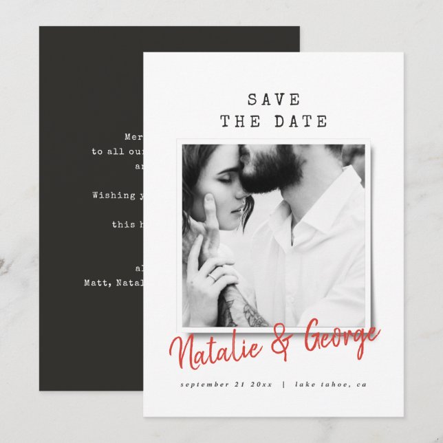 Tarjeta Festiva Moderna foto independiente vintage para Navidades  (Anverso / Reverso)