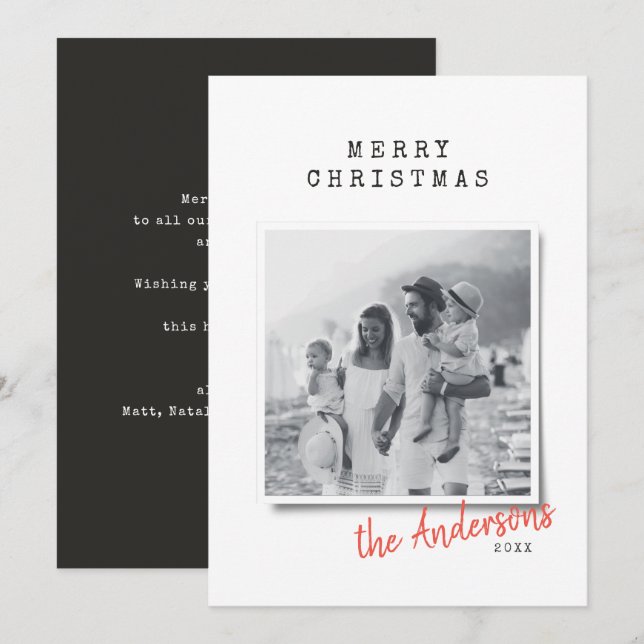 Tarjeta Festiva Moderna foto independiente vintage para Navidades  (Anverso / Reverso)