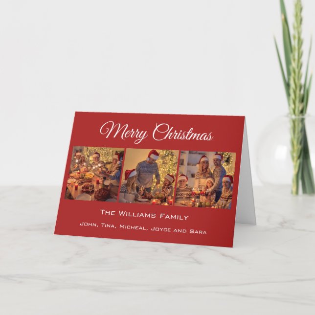 Tarjeta Festiva Moderna foto mínima de la familia navideña Merry (Anverso)