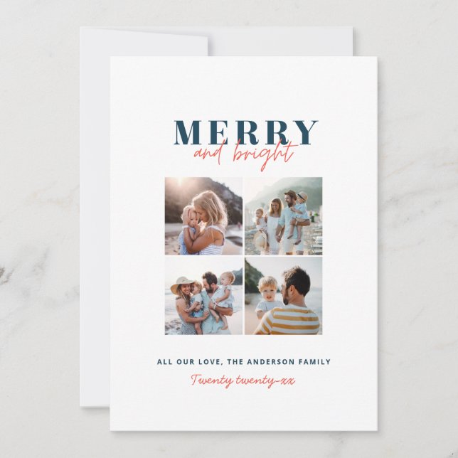 Tarjeta Festiva Moderna foto mínima de Navidades divertidos y colo (Anverso)