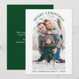 Tarjeta Festiva Moderna foto navideña Arch Green