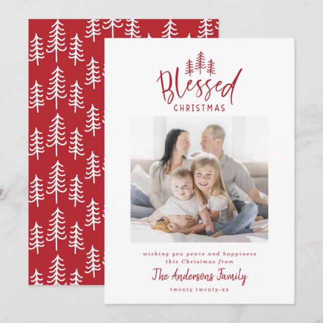 Tarjeta Festiva Moderna foto rústica de Navidades con un mínimo de (Anverso / Reverso)