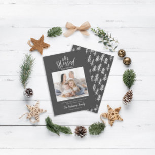 Tarjeta Festiva Moderna foto rústica de Navidades con un mínimo de