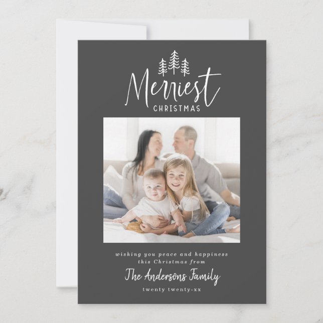 Tarjeta Festiva Moderna foto rústica de Navidades mínimos (Anverso)