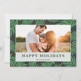 Tarjeta Festiva Moderna foto verde de Berries botánicas