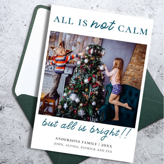 Tarjeta Festiva Moderna foto verde de los niños navideños (Subido por el creador)