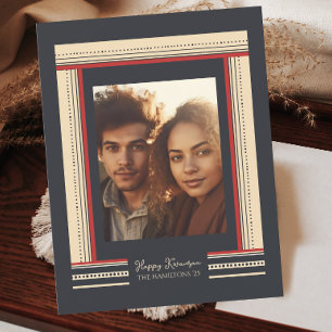 Tarjeta Festiva Moderna frontera mínima de cinta Kwanzaa