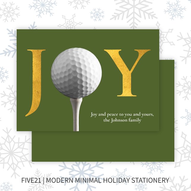 Tarjeta Festiva Moderna Joy Golf & Peace Green Navidades (Subido por el creador)