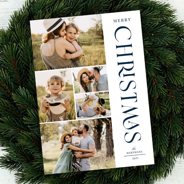 Tarjeta Festiva Moderna Marina Elegante Cinco Navidades Collages d (Subido por el creador)