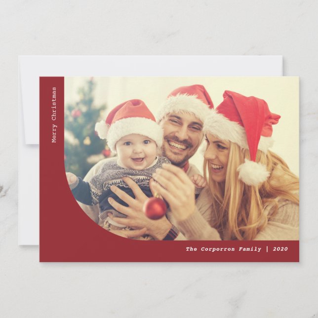 Tarjeta Festiva Moderna Marsala y 2 fotógrafos Navidades blancos (Anverso)