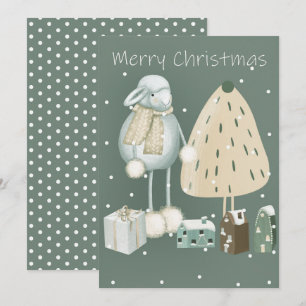 Tarjeta Festiva Moderna Mint Green Merry Christmas Spirit
