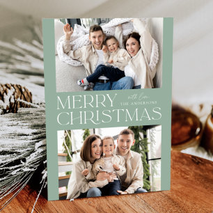 Tarjeta Festiva Moderna Mint Merry Christmas 2 Photo